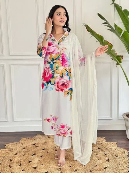 Floral French Crepe Suit Set